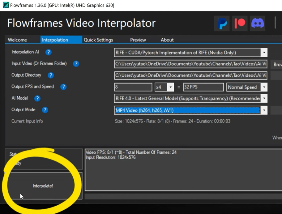 Flowframes Video InterPolator