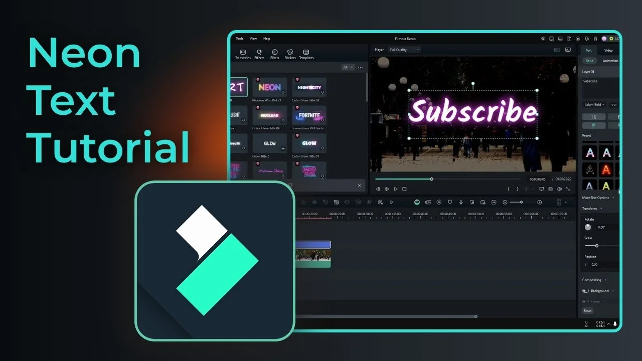 How to Add Glowing Neon Text Effect in Filmora - Featured Image