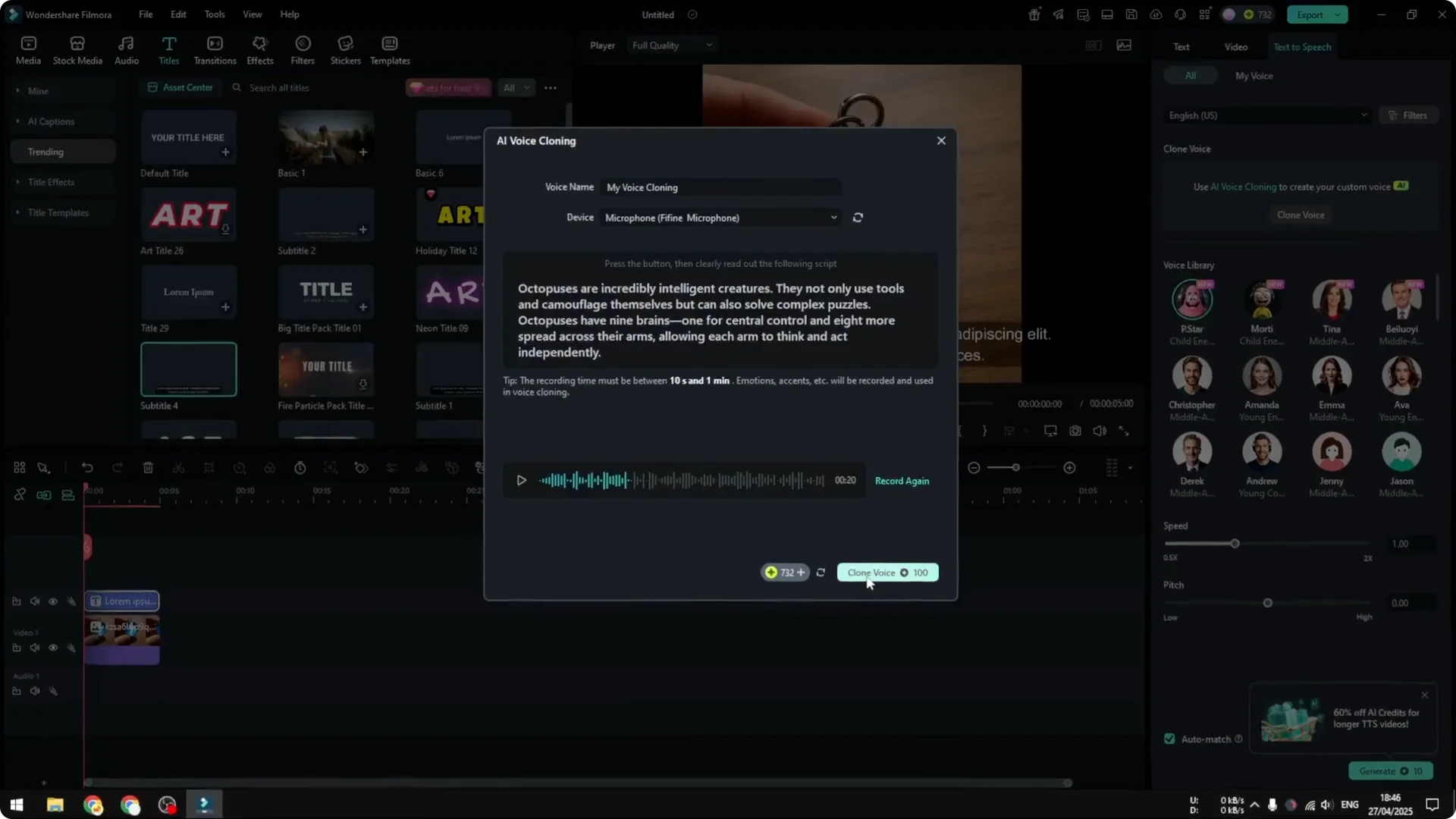 How to Clone Your Voice in Filmora AI screenshot 7