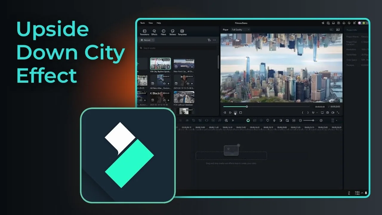 How to Create Cool Upside Down City Effect in Filmora with AI - Featured Image