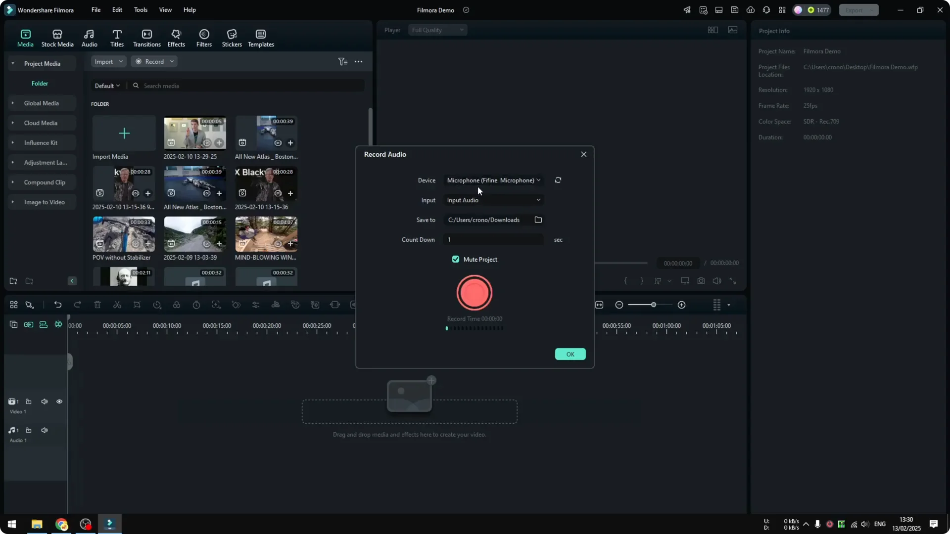 How to Record Your Own Voice in Filmora and Enhance it with AI screenshot 2