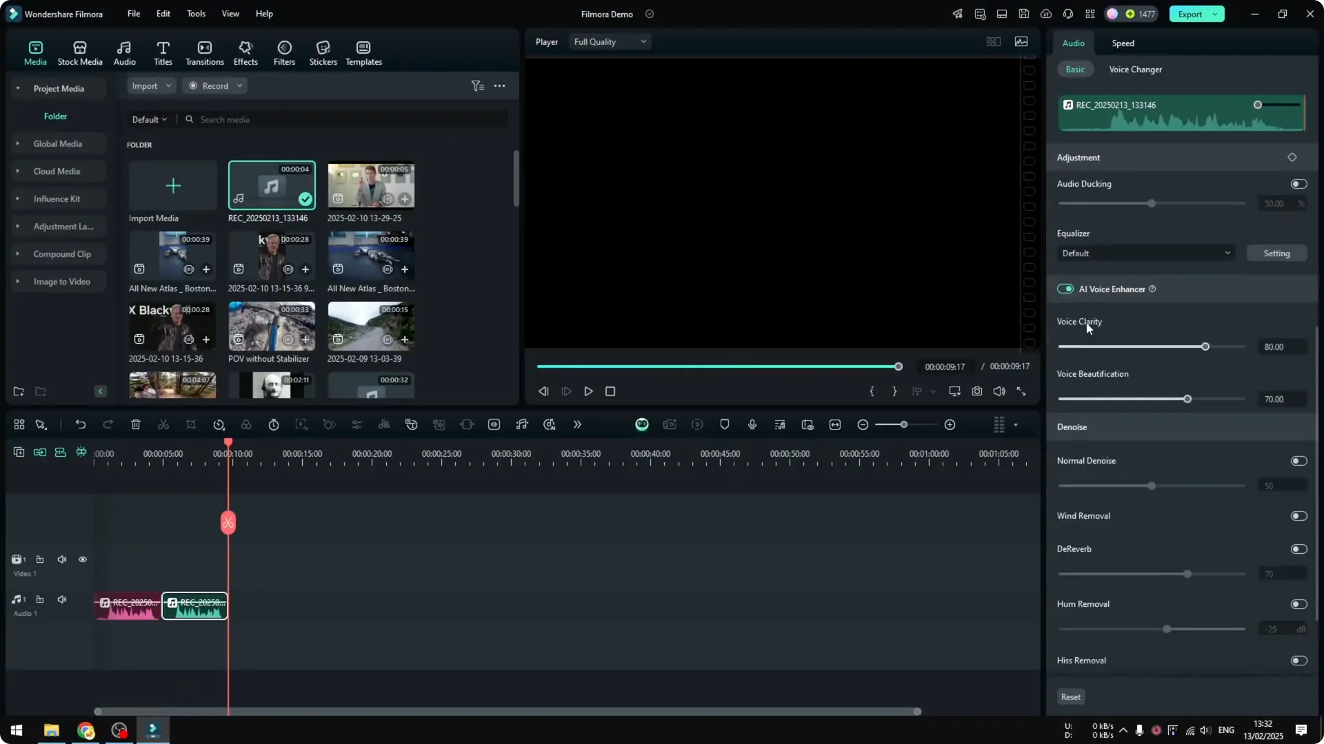 How to Record Your Own Voice in Filmora and Enhance it with AI screenshot 8