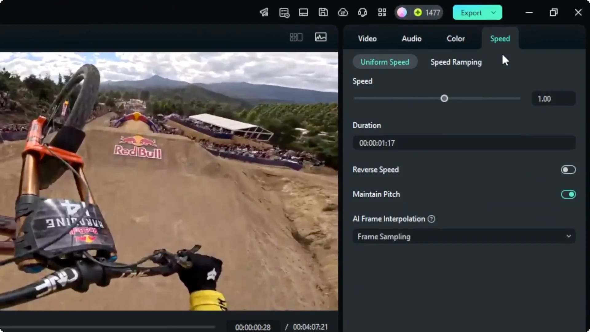 How to Speed Up or Slow Down Video in Filmora with Cinematic Look screenshot 4