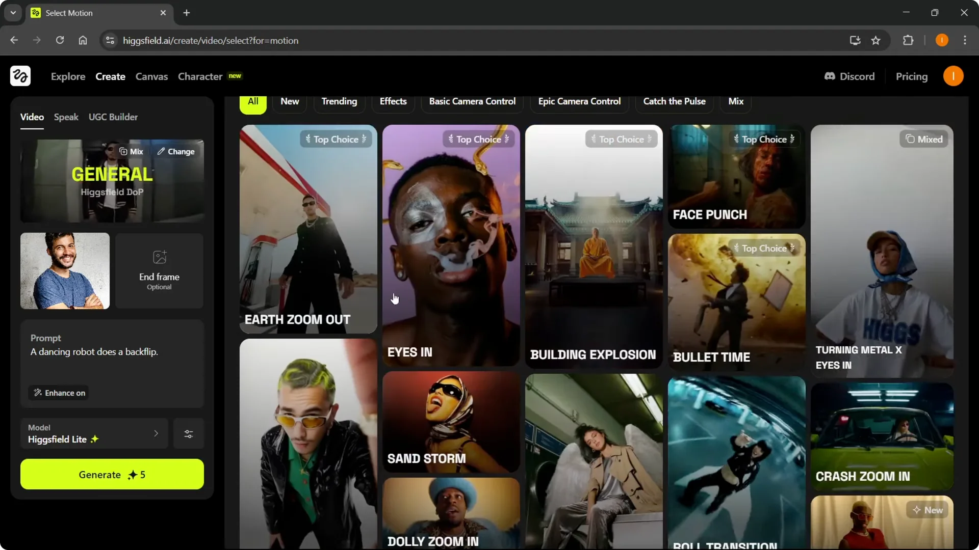 Creating VFX with Higgsfield AI: A Quick and Easy Guide screenshot 3