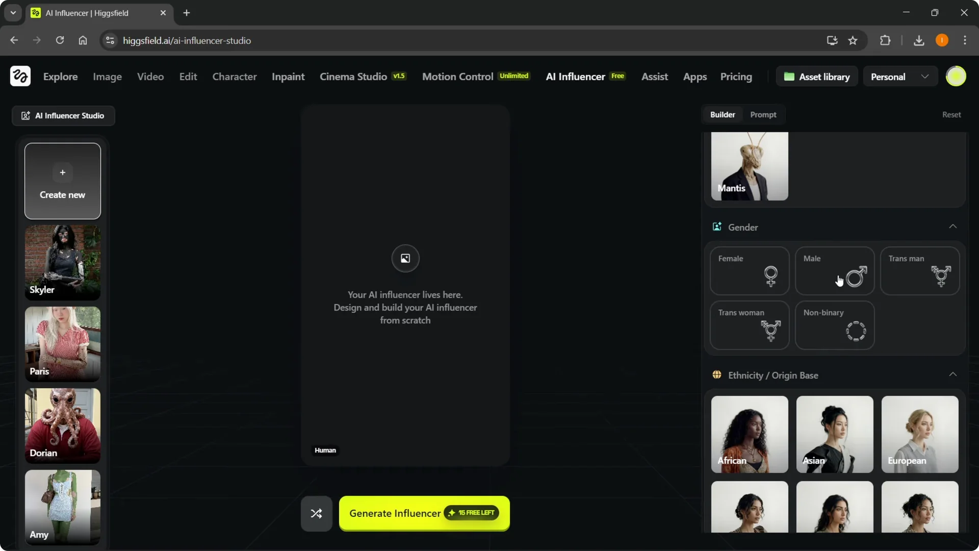 How to Quickly Create an AI Influencer in Higgsfield screenshot 3