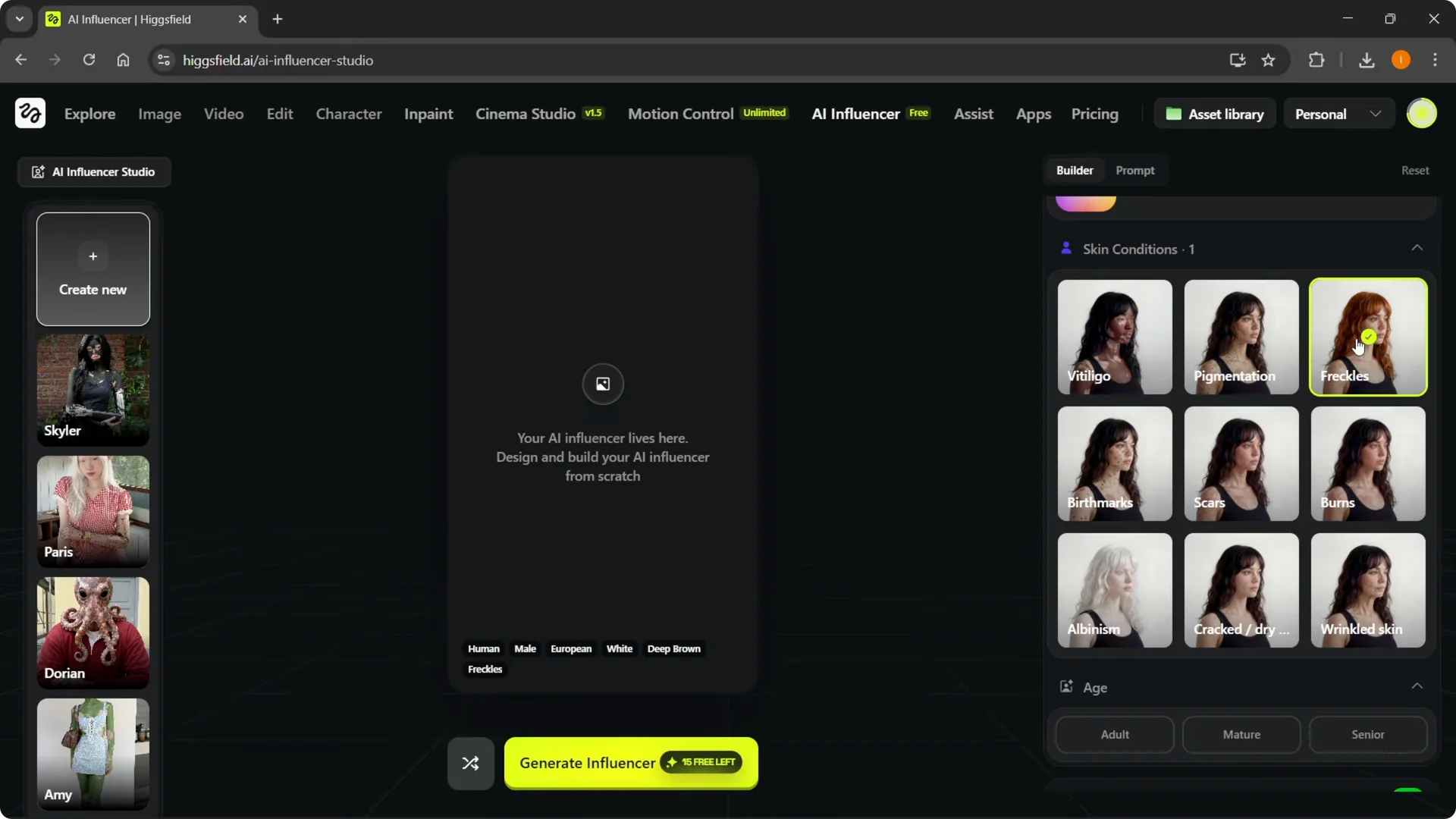 How to Quickly Create an AI Influencer in Higgsfield screenshot 4