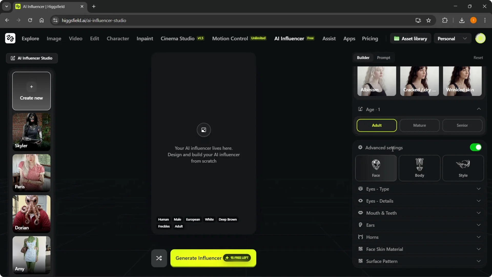 How to Quickly Create an AI Influencer in Higgsfield screenshot 5