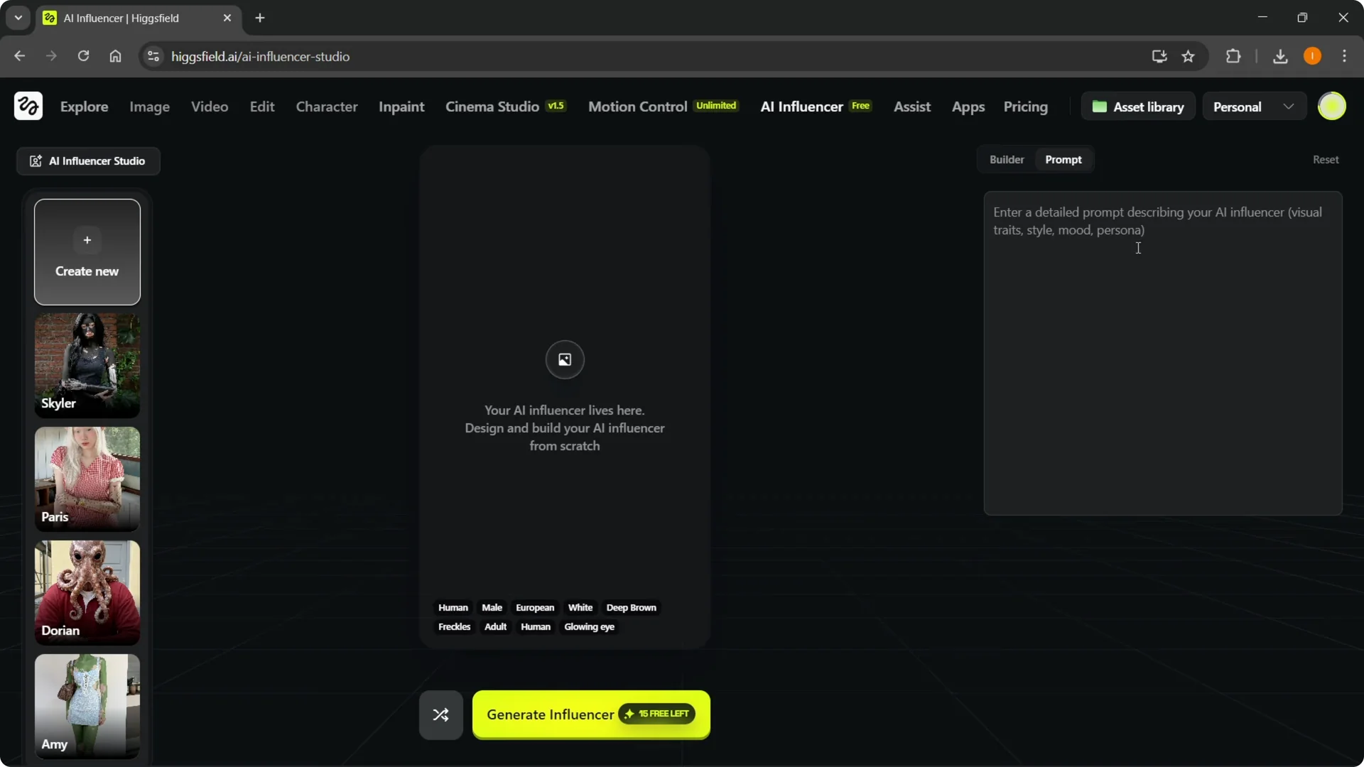 How to Quickly Create an AI Influencer in Higgsfield screenshot 7