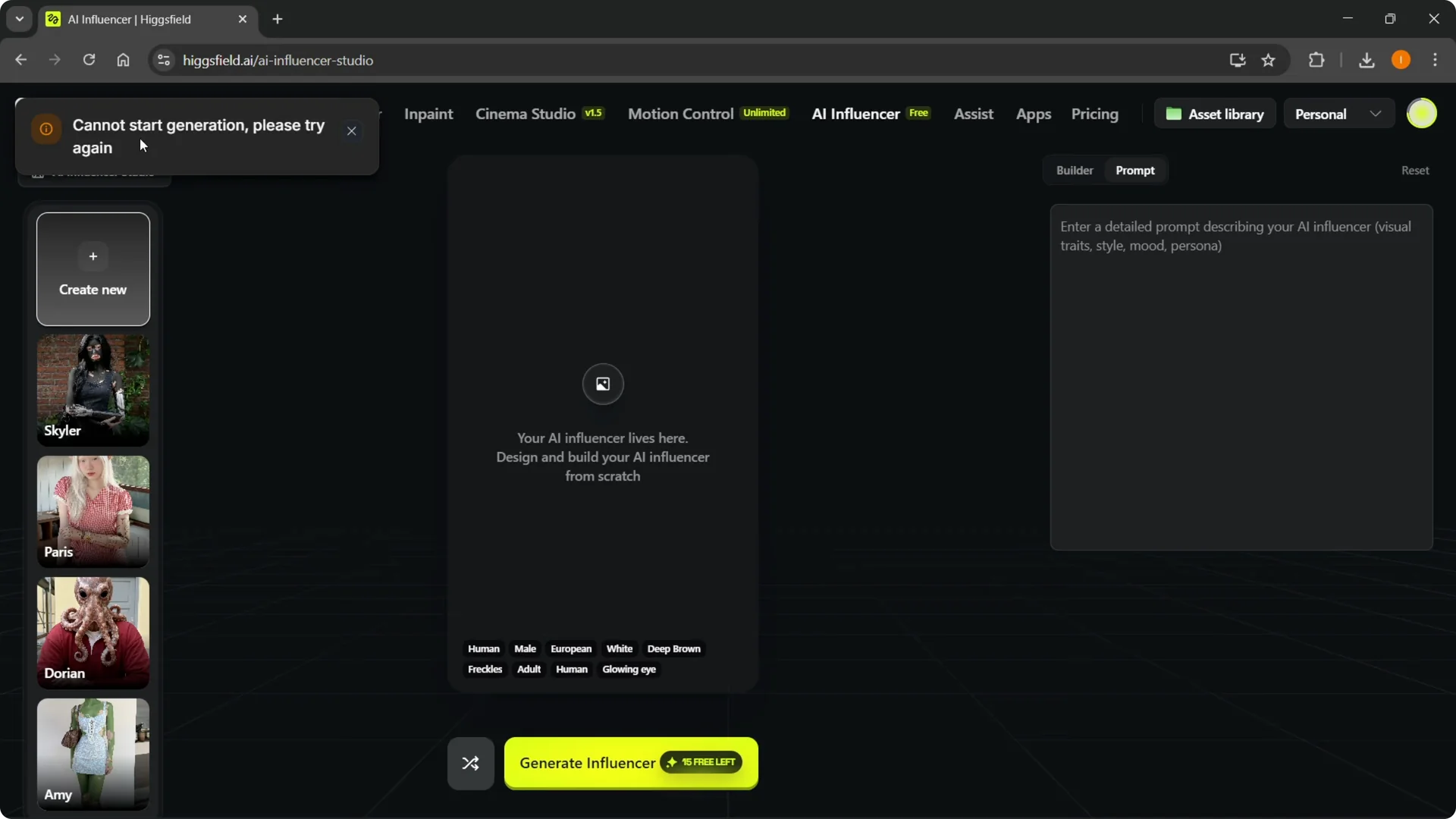 How to Quickly Create an AI Influencer in Higgsfield screenshot 8