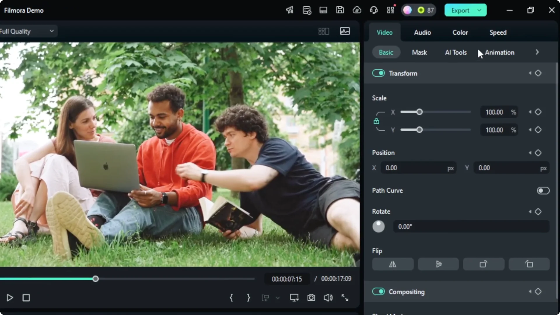 How to Add Smooth Zoom in Effect in Filmora screenshot 4