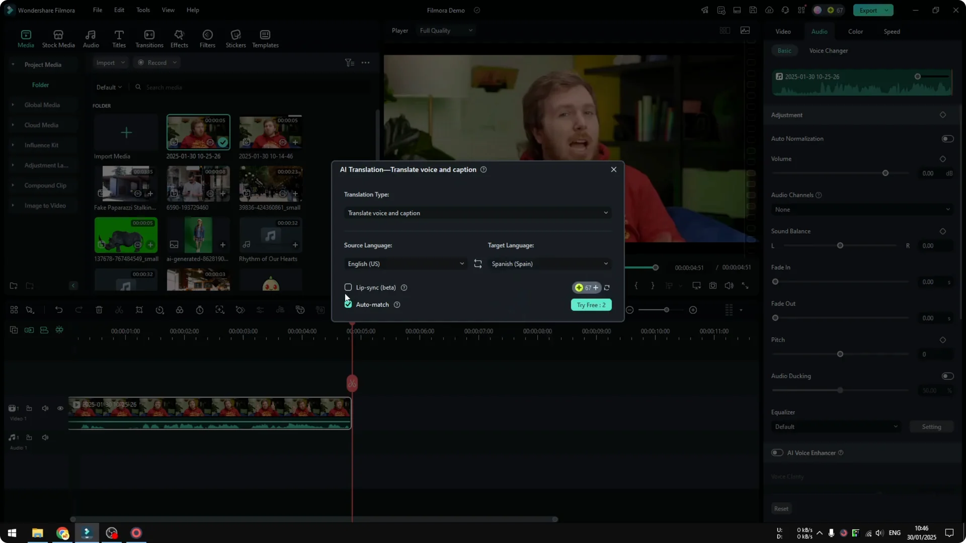 How to AI Translate Video in Filmora screenshot 4