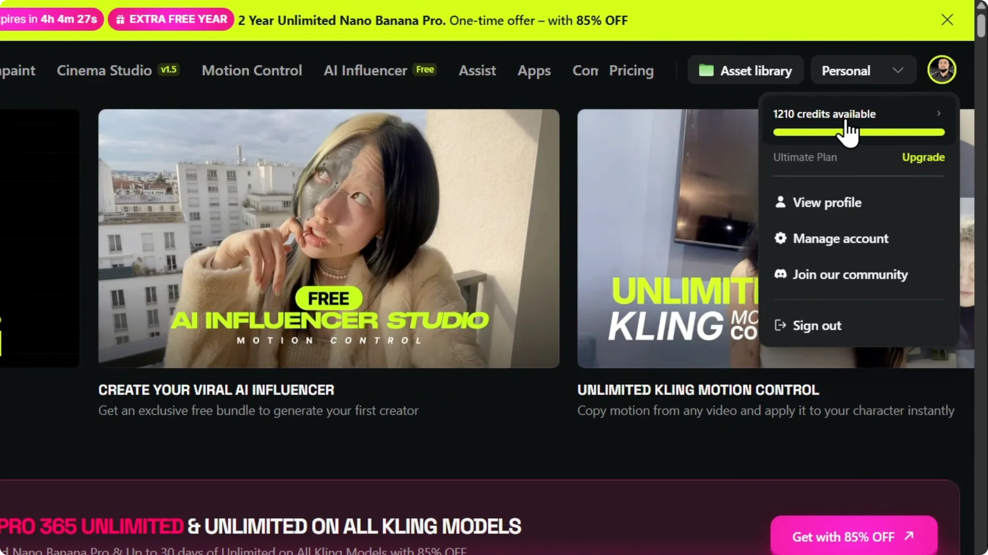How to Easily Check Your Available Credits on Higgsfield AI screenshot 1