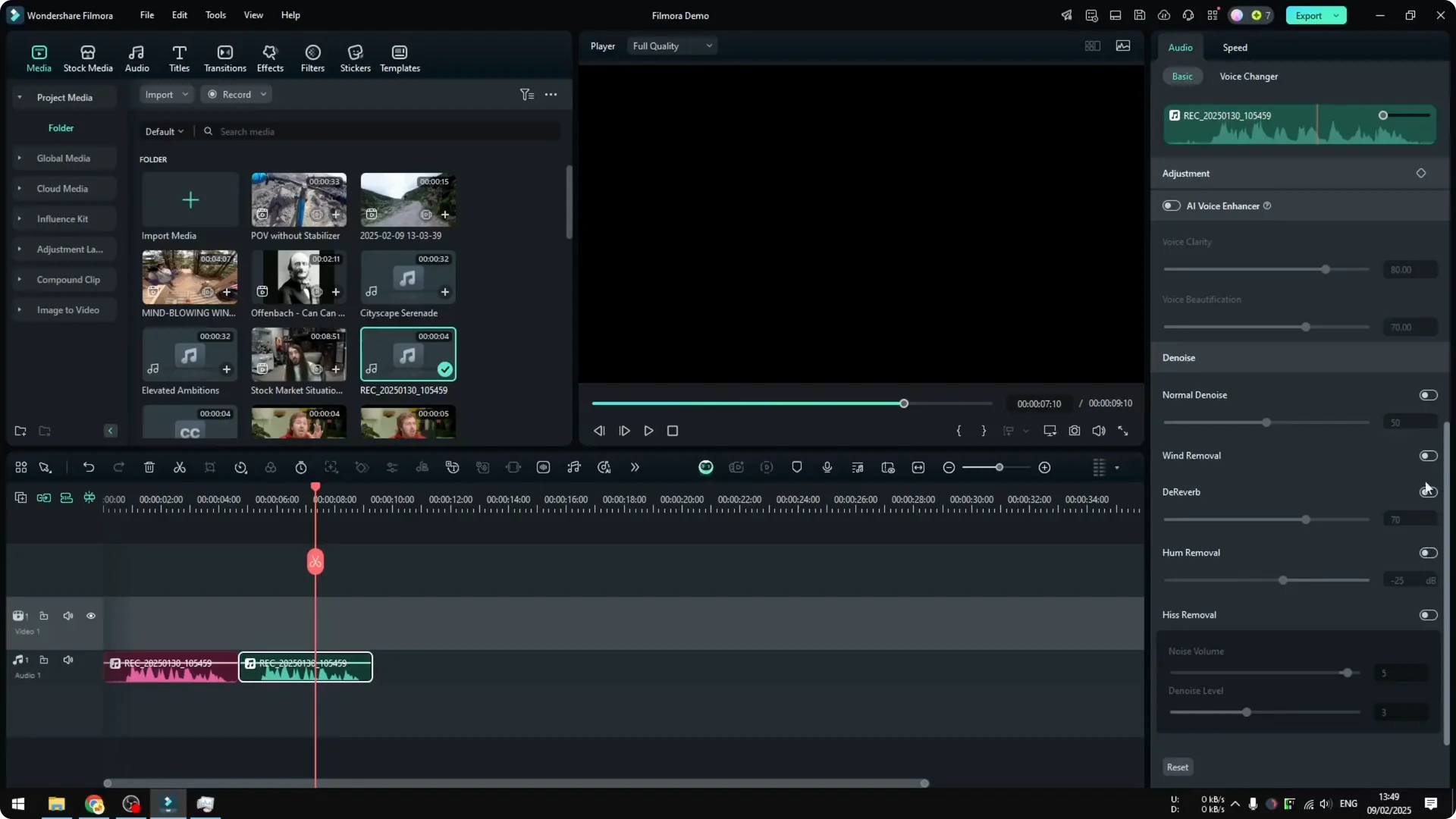 How to Improve Audio Using AI Quality in Filmora screenshot 1