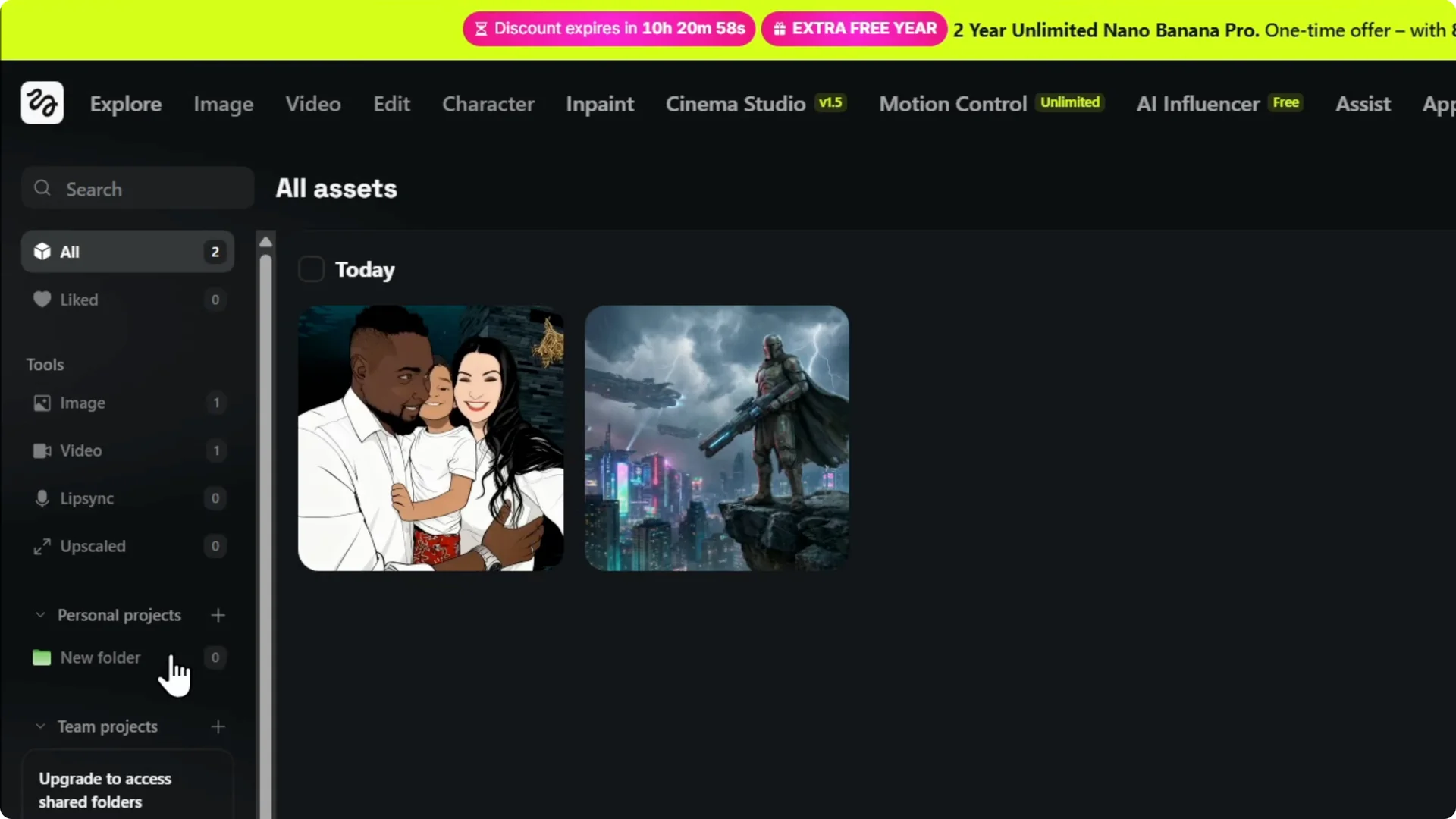 How to Quickly Organize Assets in Higgsfield AI with Folders screenshot 2