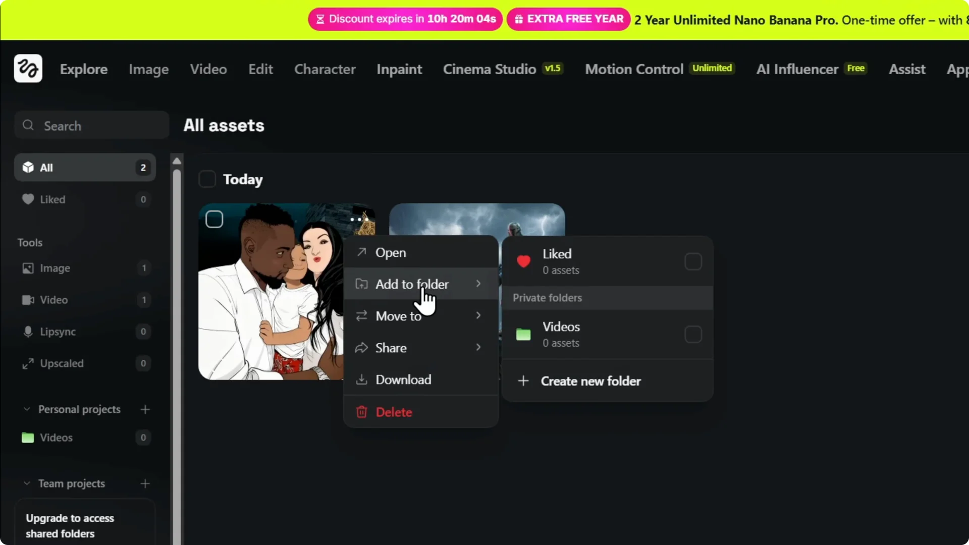 How to Quickly Organize Assets in Higgsfield AI with Folders screenshot 7
