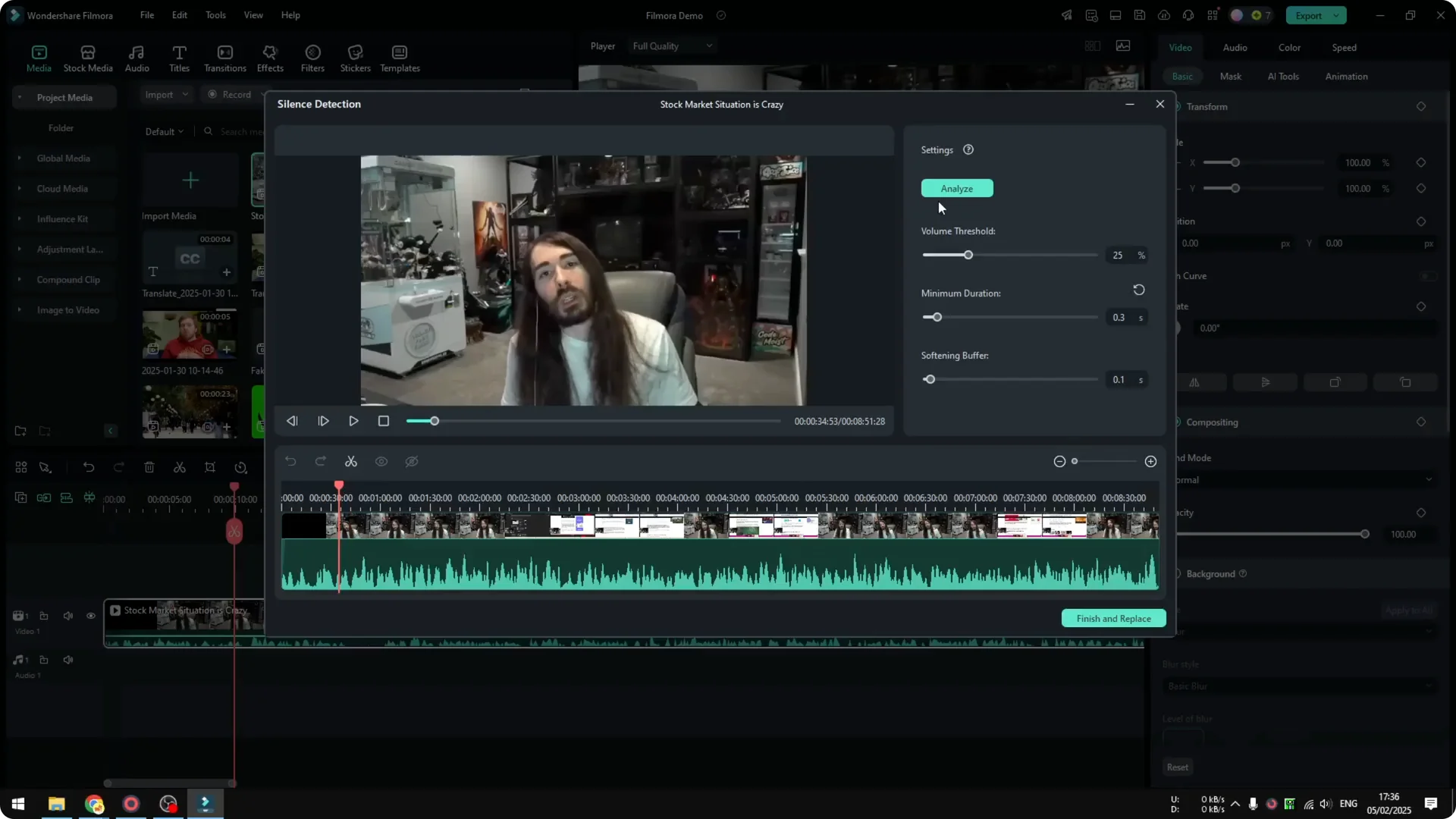 How to Remove Awkward Silent Using AI in Filmora screenshot 4