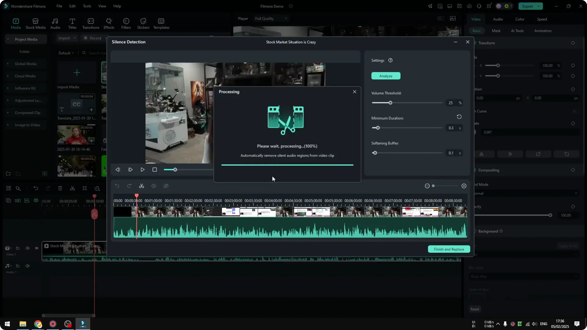 How to Remove Awkward Silent Using AI in Filmora screenshot 5