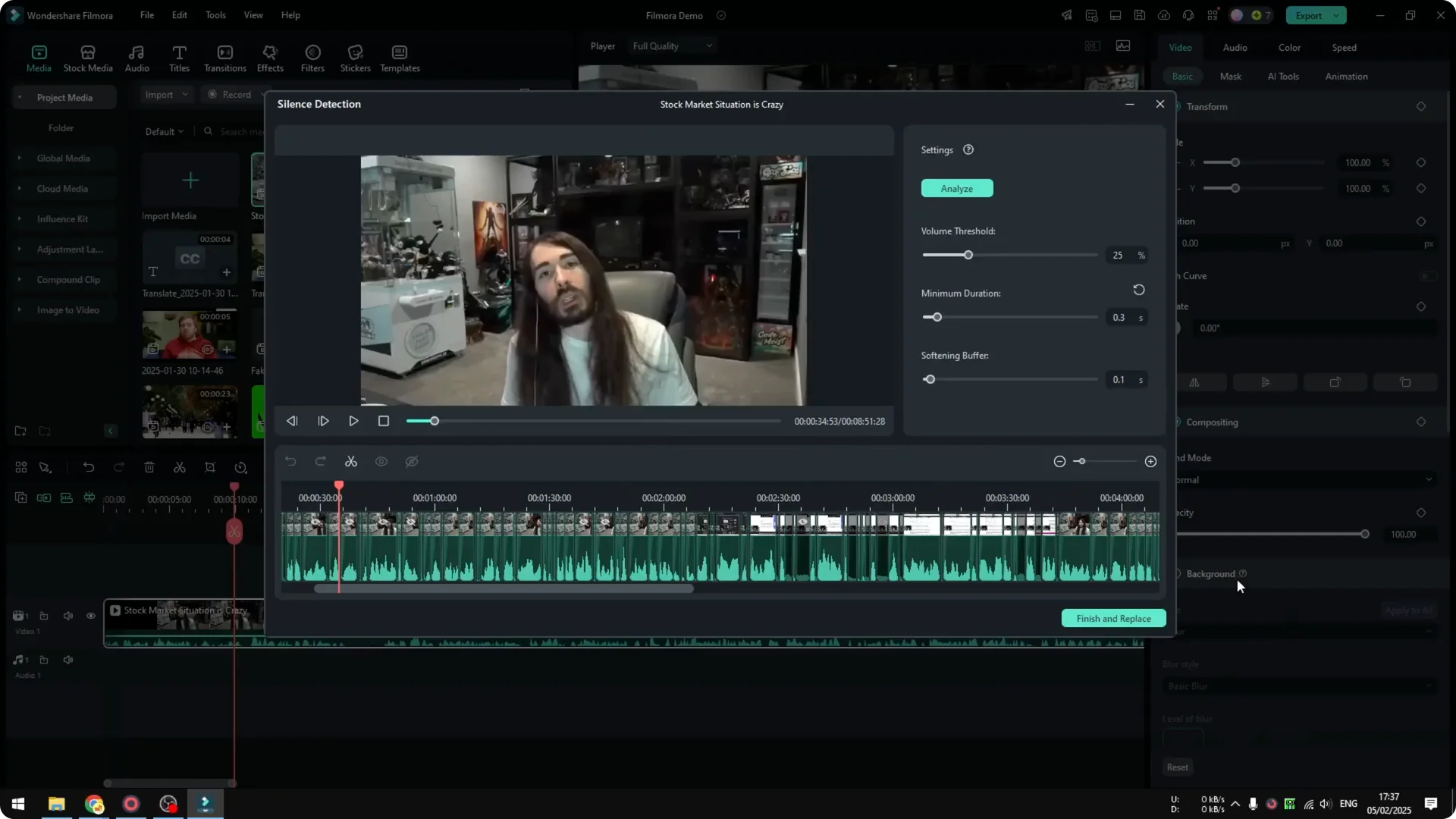 How to Remove Awkward Silent Using AI in Filmora screenshot 6