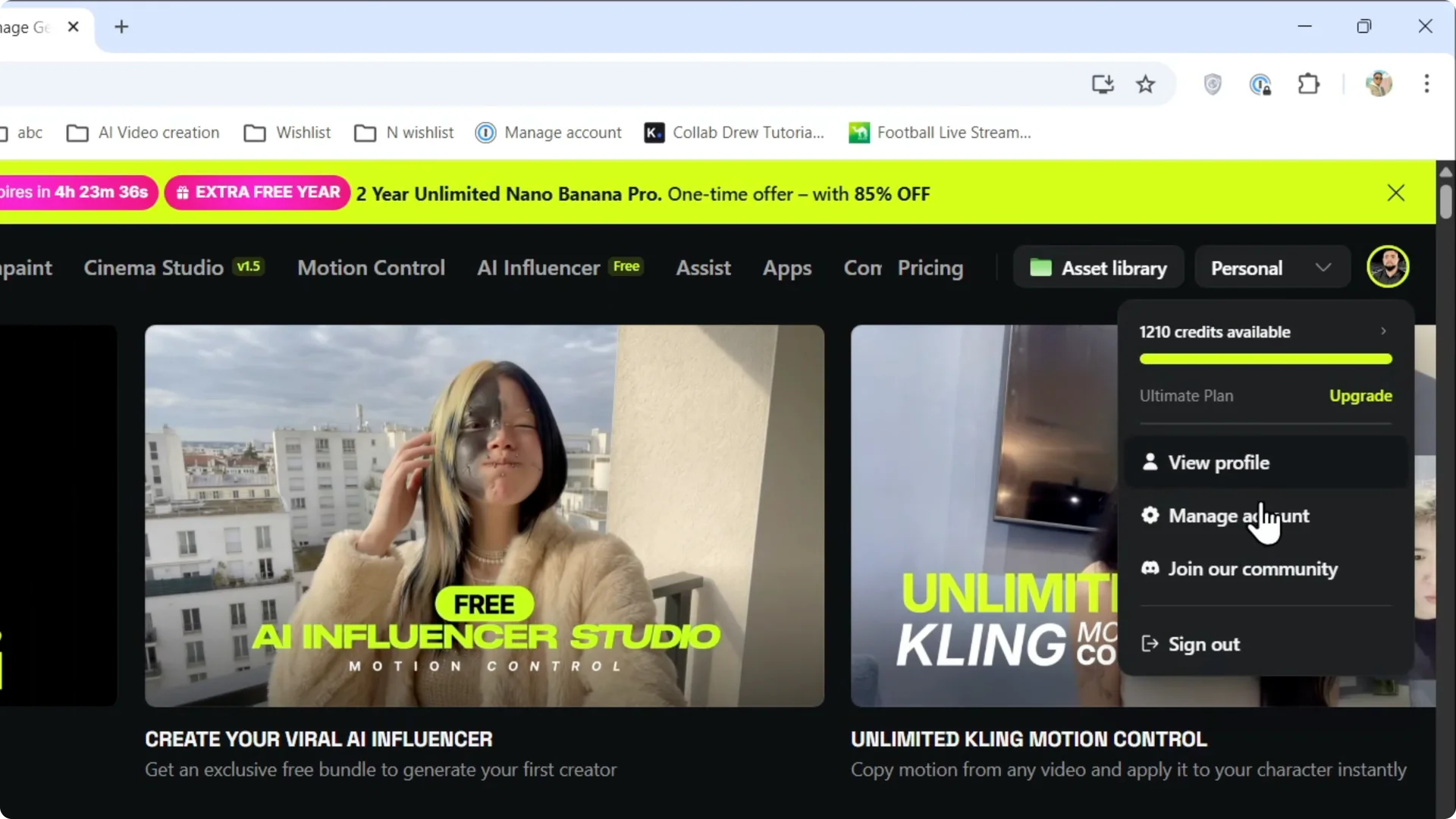 How to Remove or Disconnect Social Profiles in Higgsfield AI Settings screenshot 1