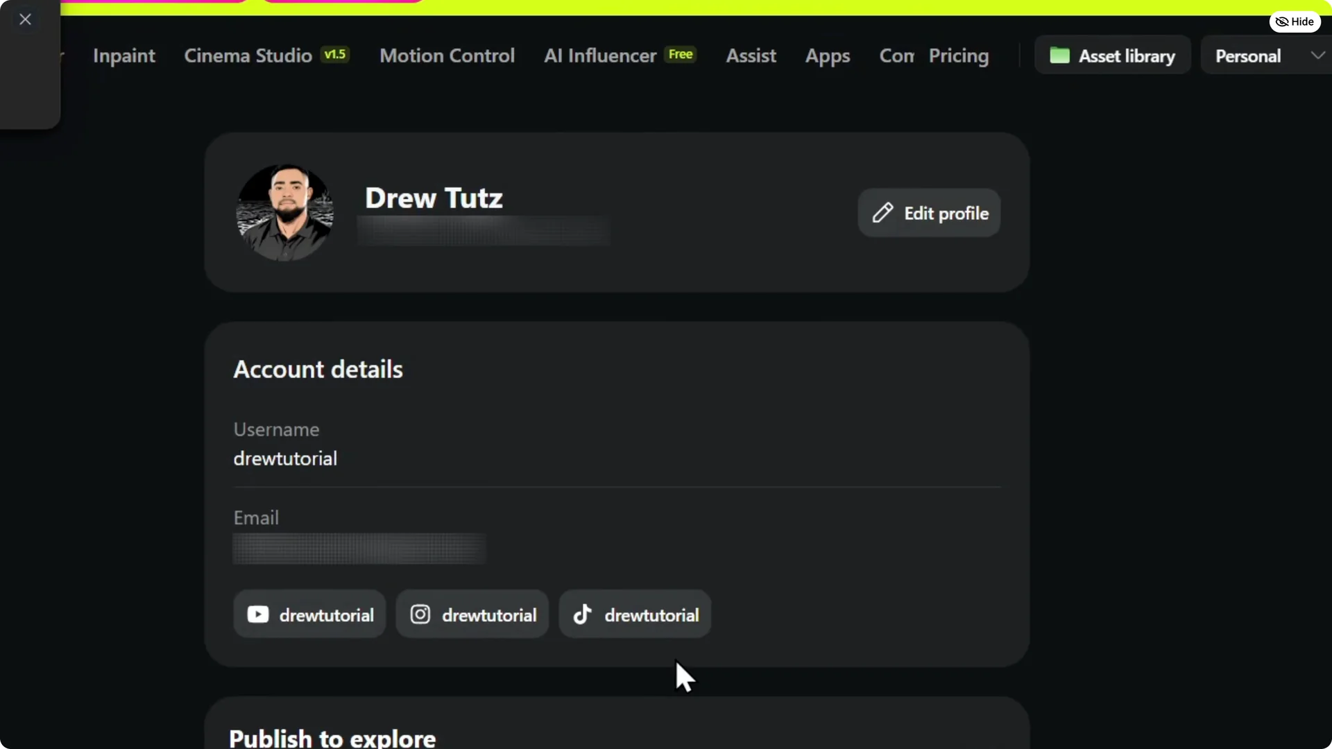 How to Remove or Disconnect Social Profiles in Higgsfield AI Settings screenshot 6