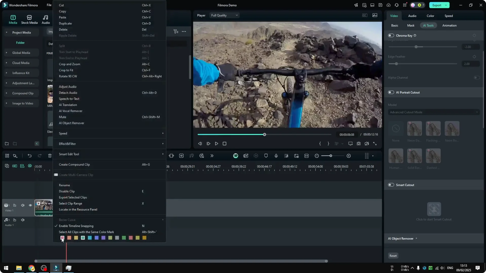 How to Stabilize Shaky Video Using AI in Filmora screenshot 1