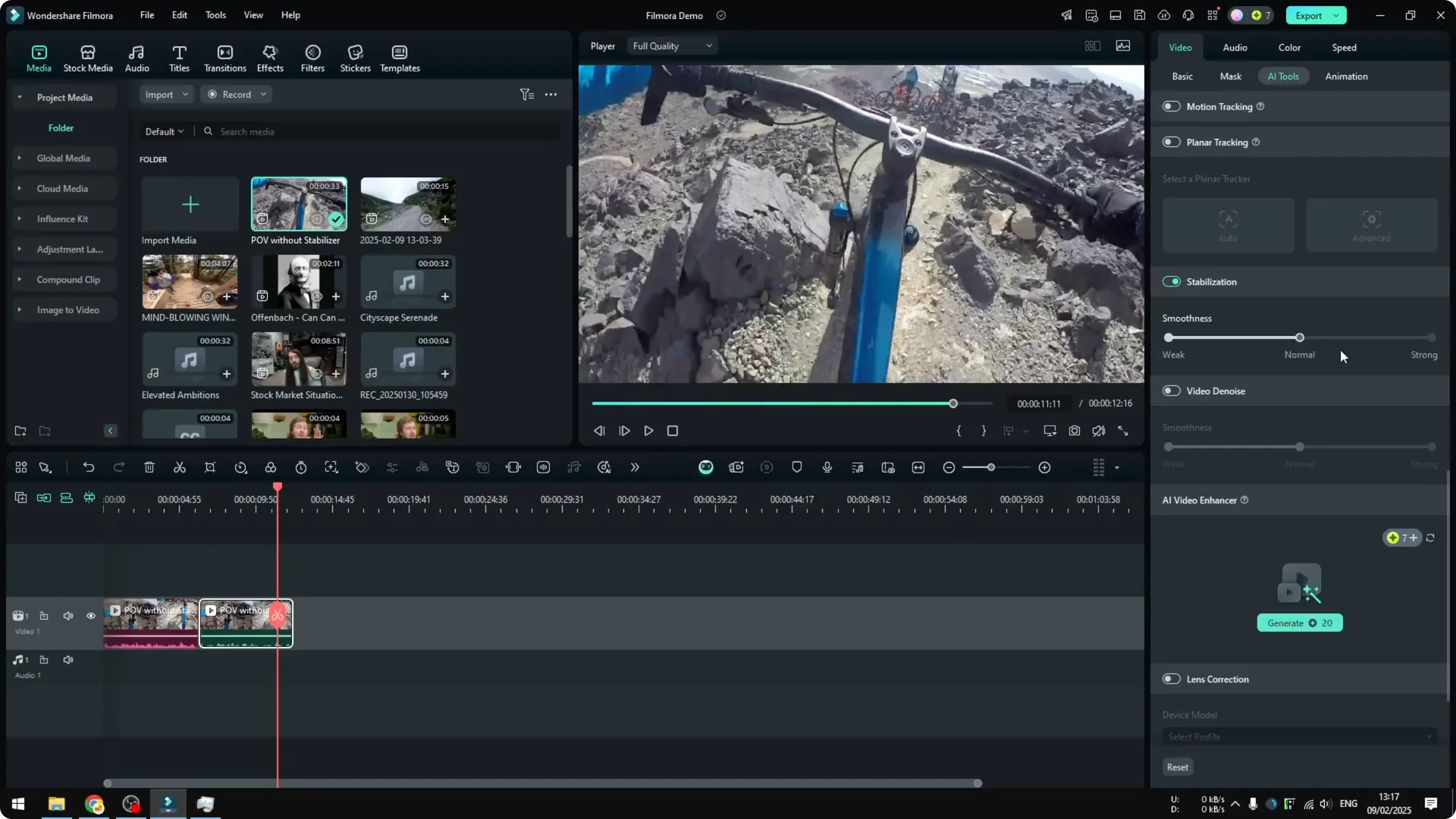 How to Stabilize Shaky Video Using AI in Filmora screenshot 10