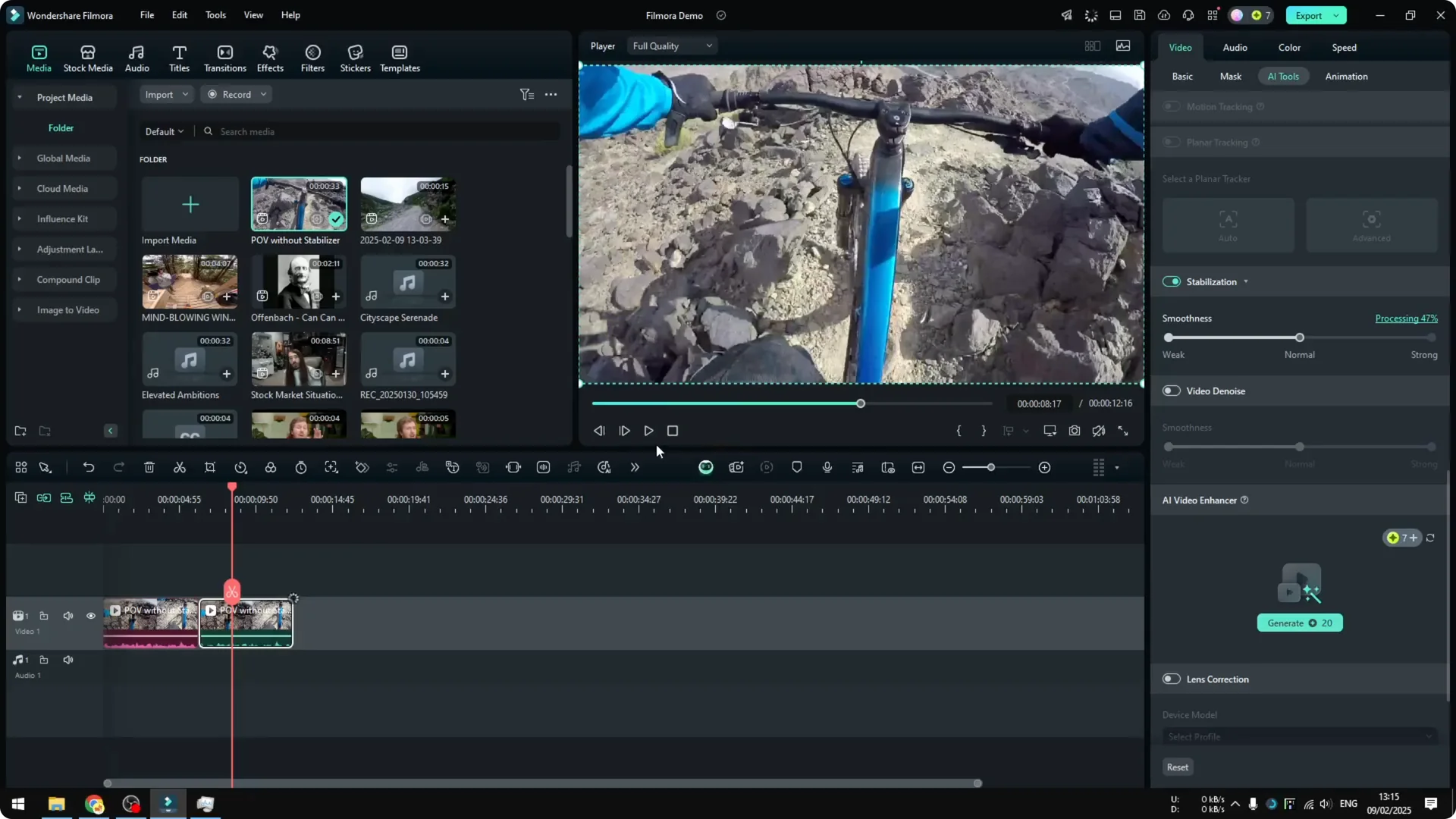 How to Stabilize Shaky Video Using AI in Filmora screenshot 6