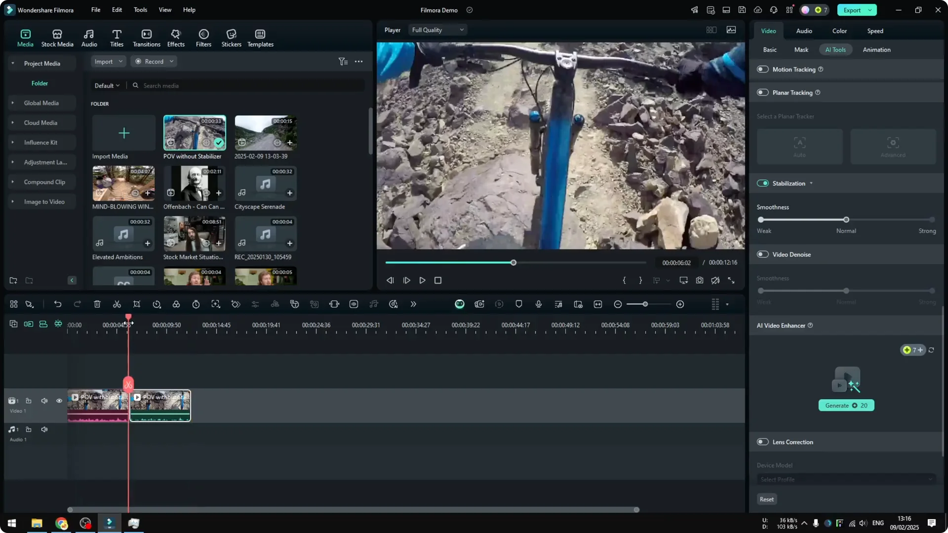 How to Stabilize Shaky Video Using AI in Filmora screenshot 8