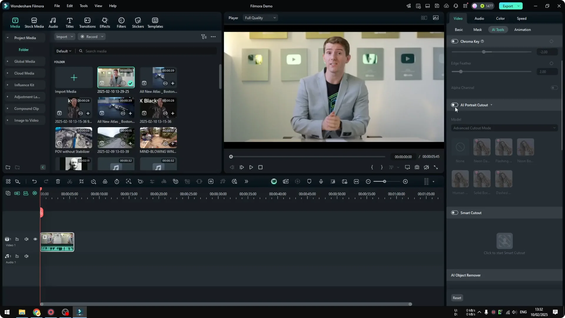 How to Use AI Portrait Cutout to Remove Background in Filmora screenshot 4