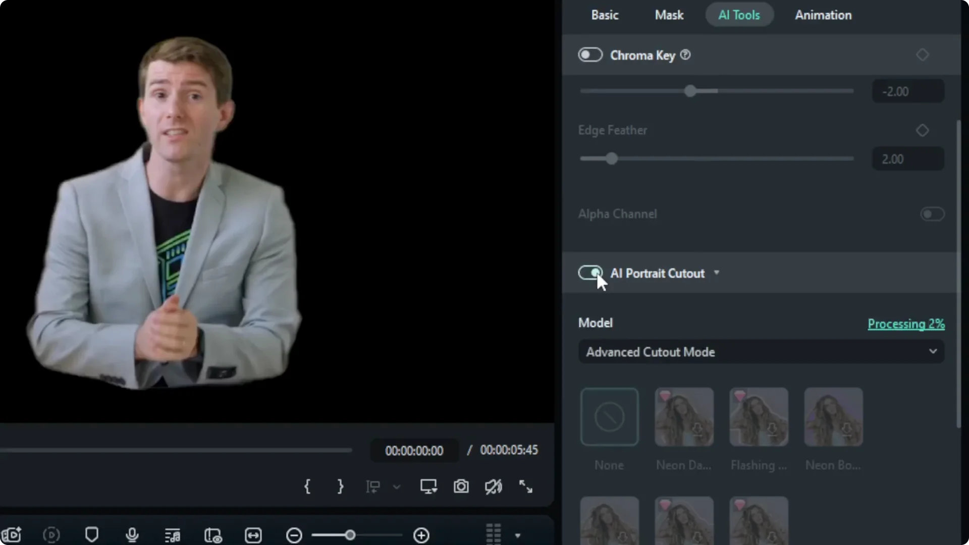 How to Use AI Portrait Cutout to Remove Background in Filmora screenshot 5