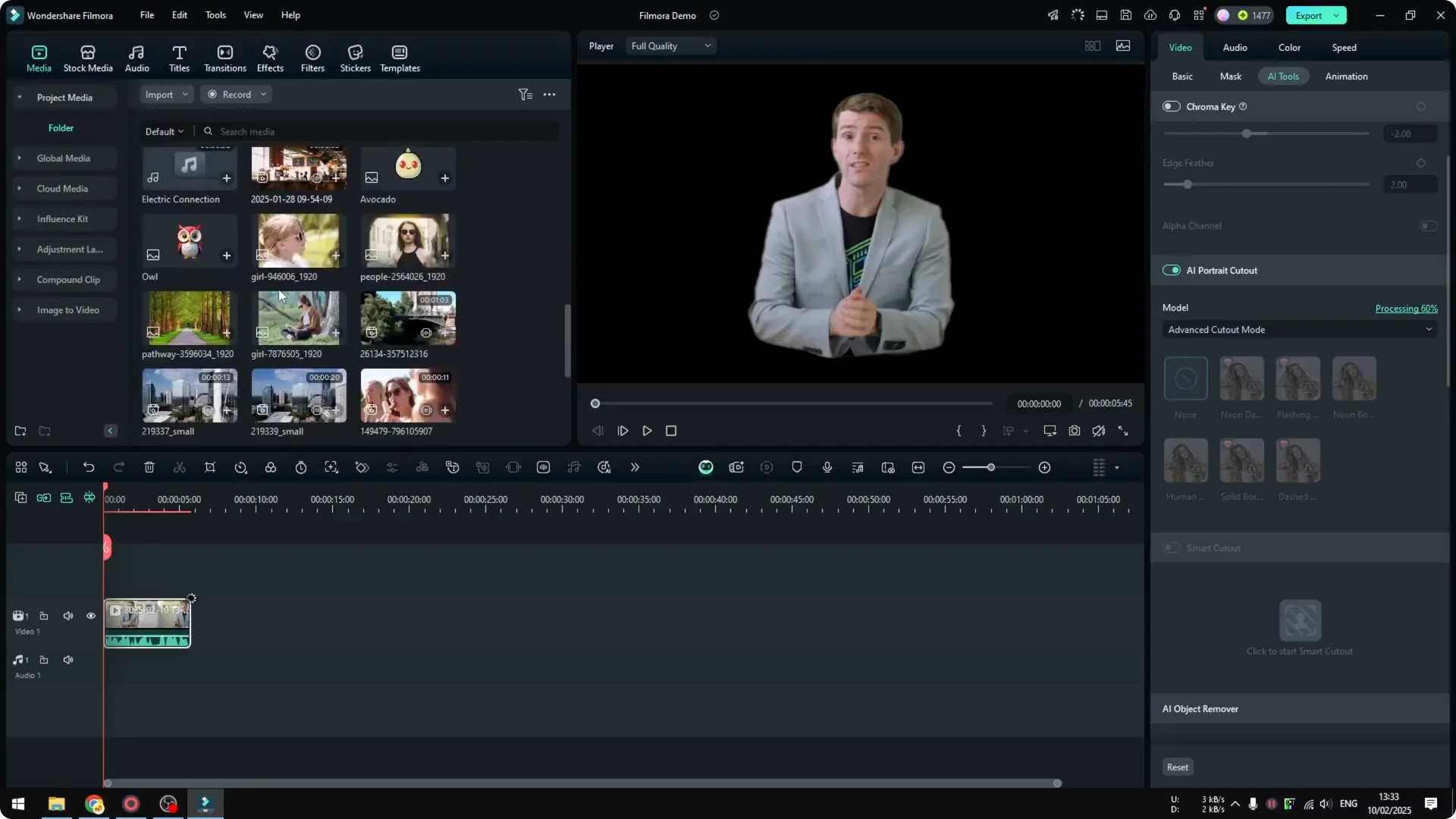 How to Use AI Portrait Cutout to Remove Background in Filmora screenshot 6