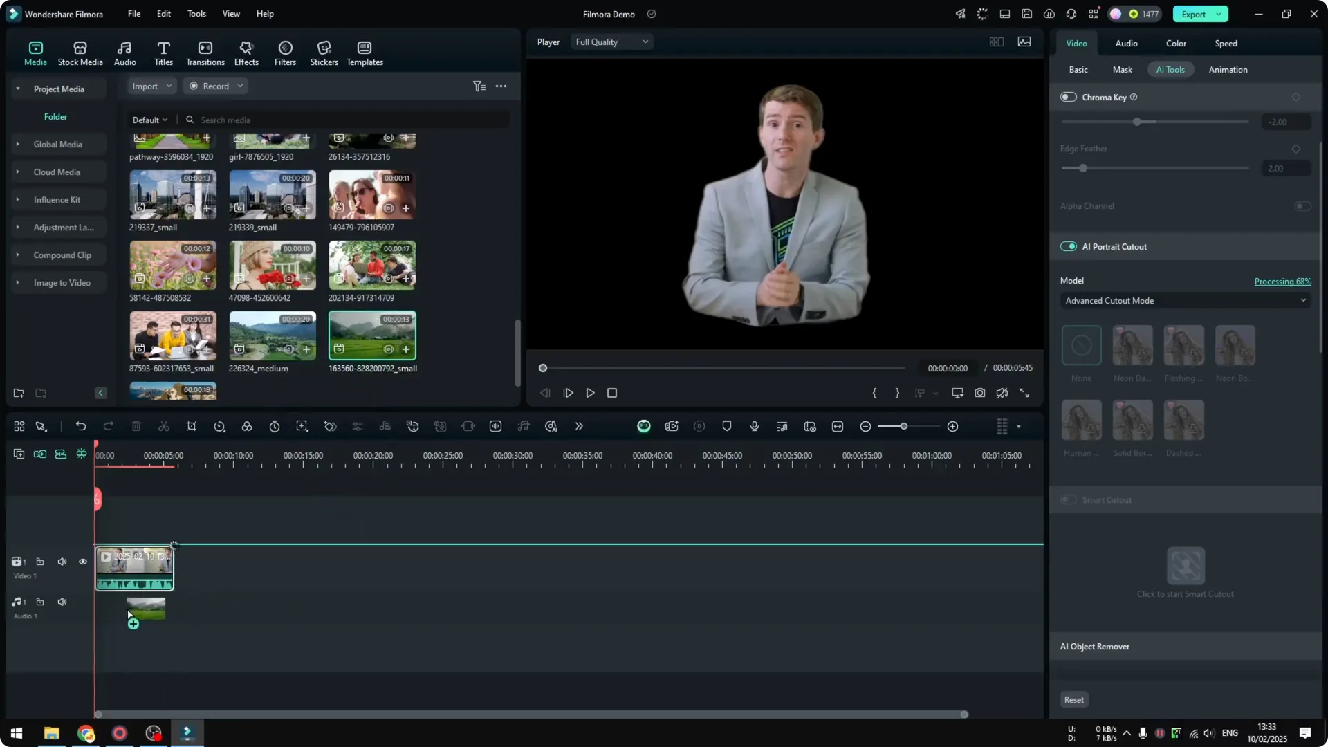 How to Use AI Portrait Cutout to Remove Background in Filmora screenshot 7