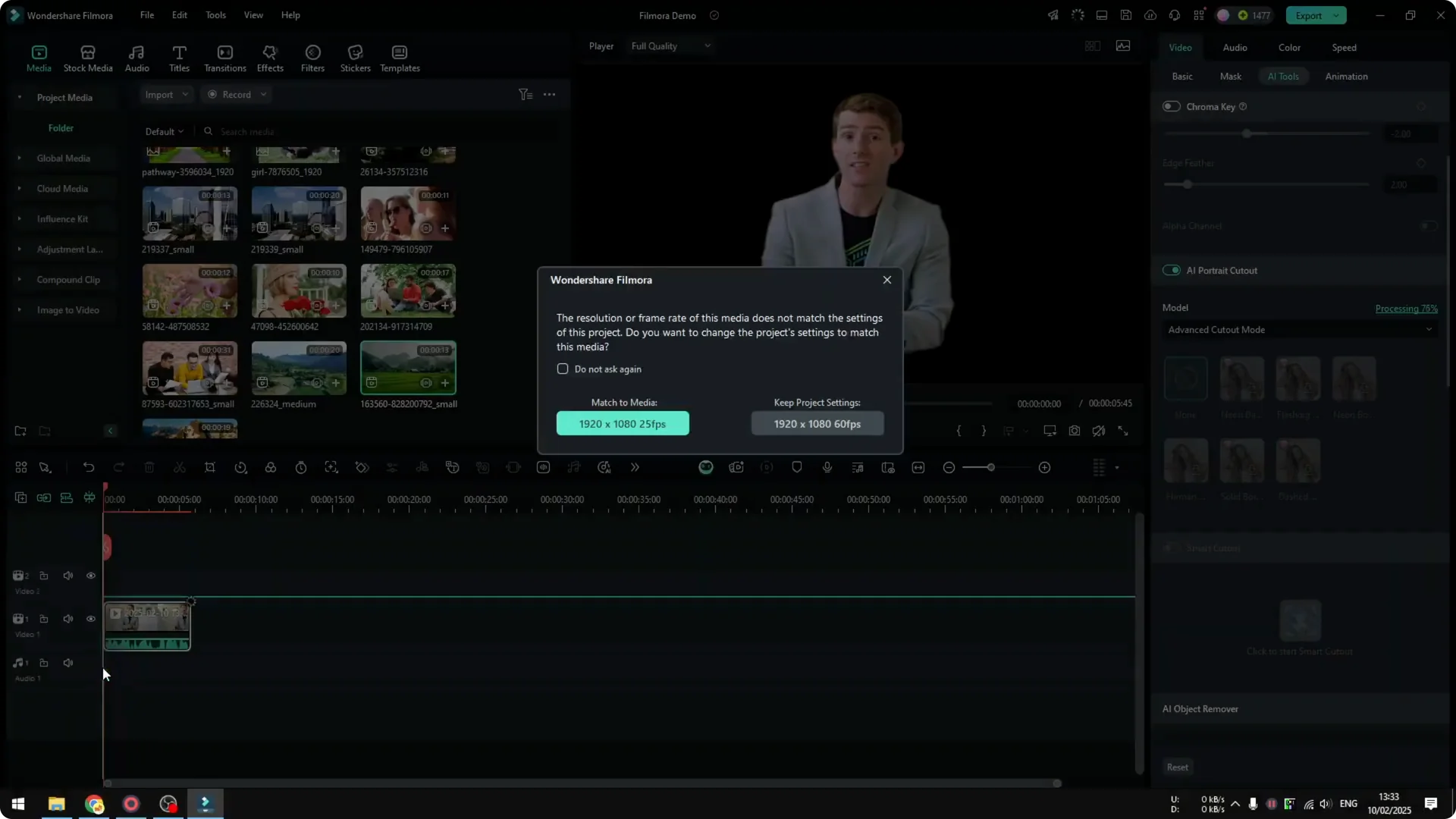 How to Use AI Portrait Cutout to Remove Background in Filmora screenshot 8