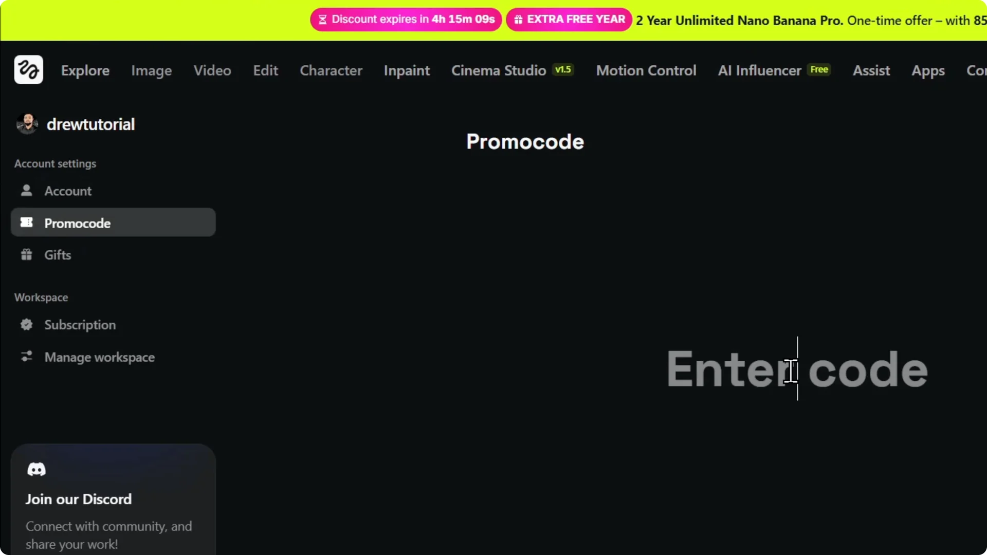 Unlock Savings: Step-by-Step Guide to Using Higgsfield AI Promo Code screenshot 3