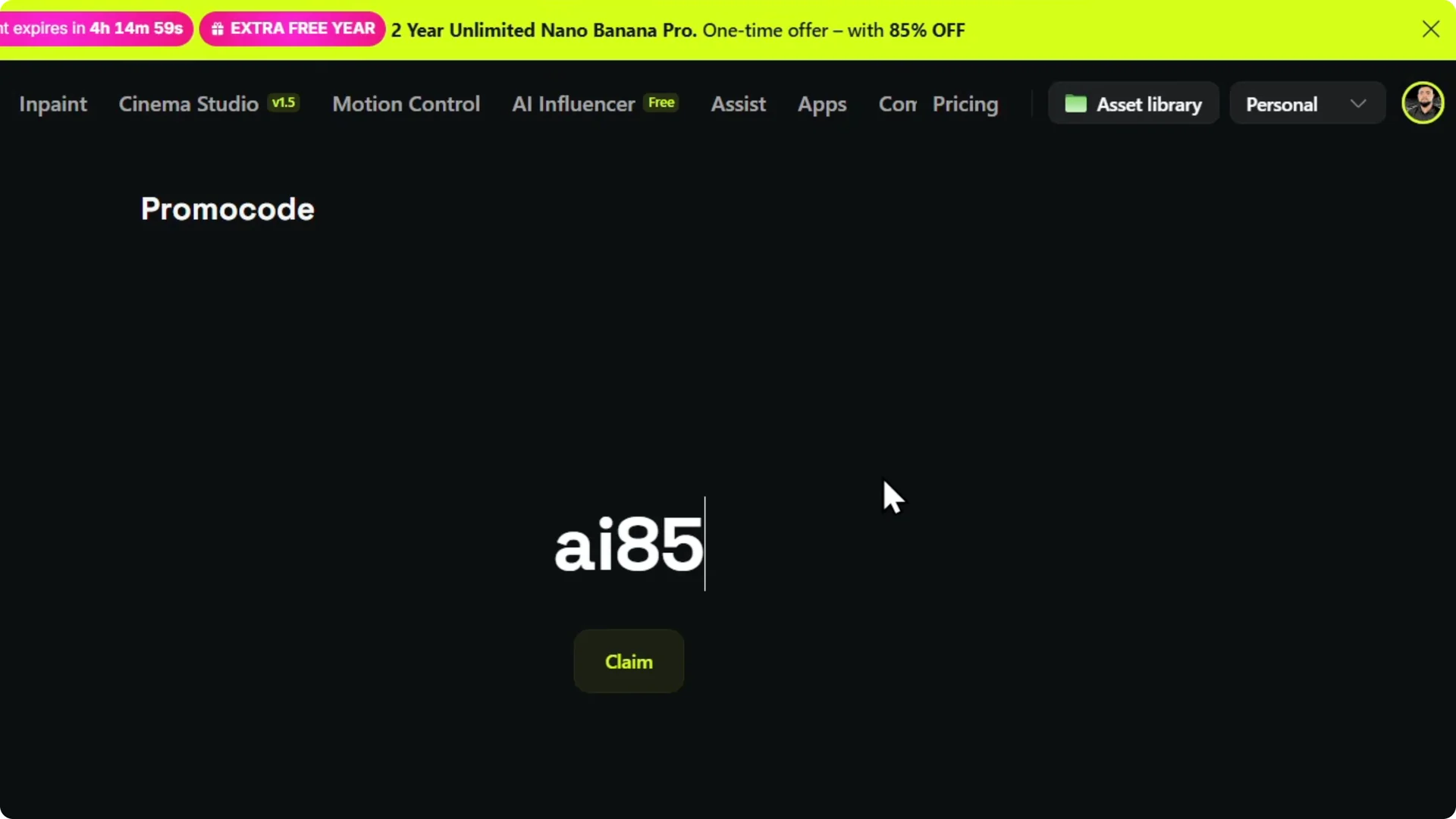 Unlock Savings: Step-by-Step Guide to Using Higgsfield AI Promo Code screenshot 5