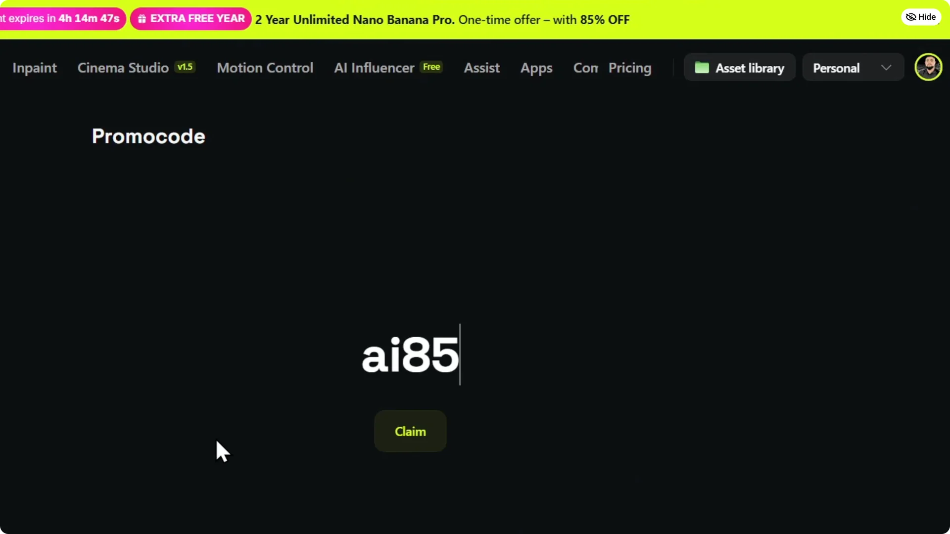 Unlock Savings: Step-by-Step Guide to Using Higgsfield AI Promo Code screenshot 8