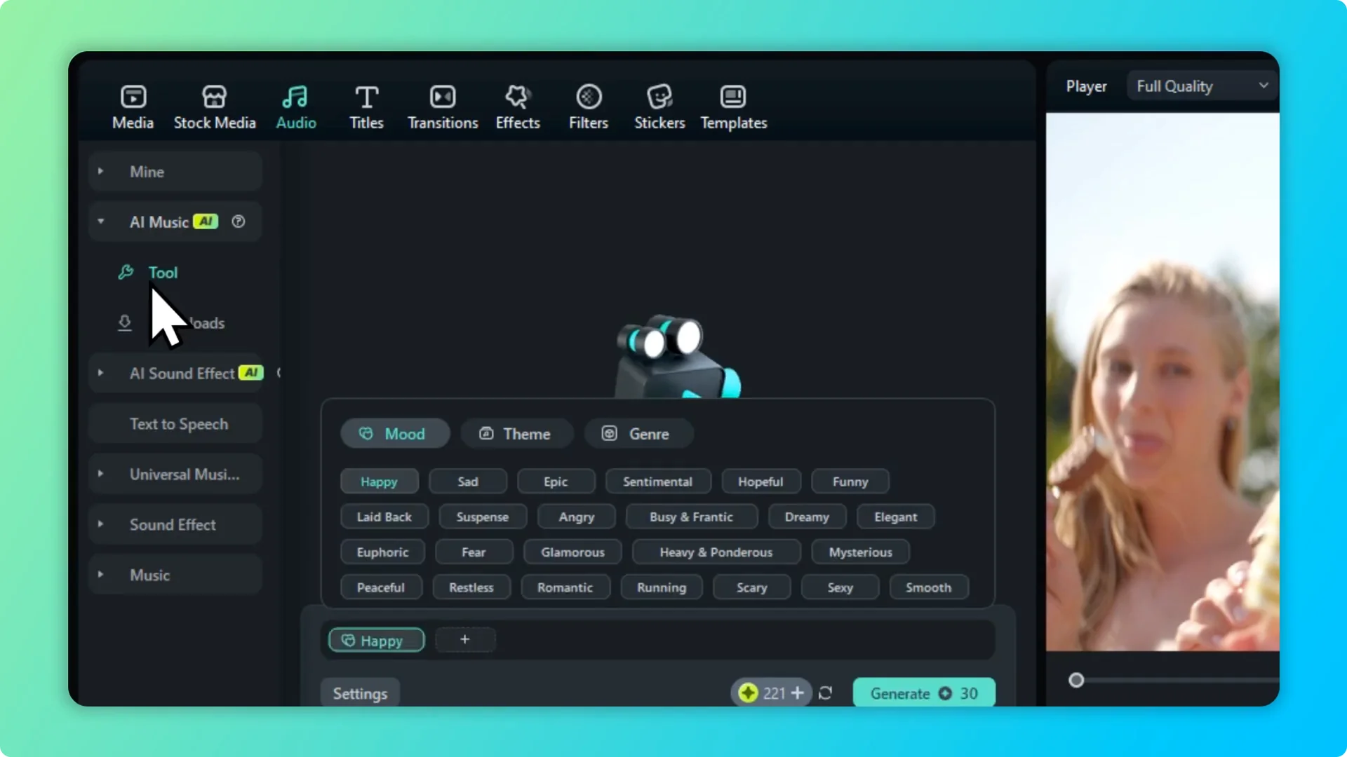 How To Create Background Music Using Filmora AI screenshot 1
