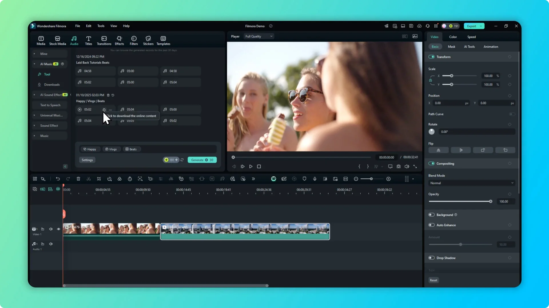 How To Create Background Music Using Filmora AI screenshot 4