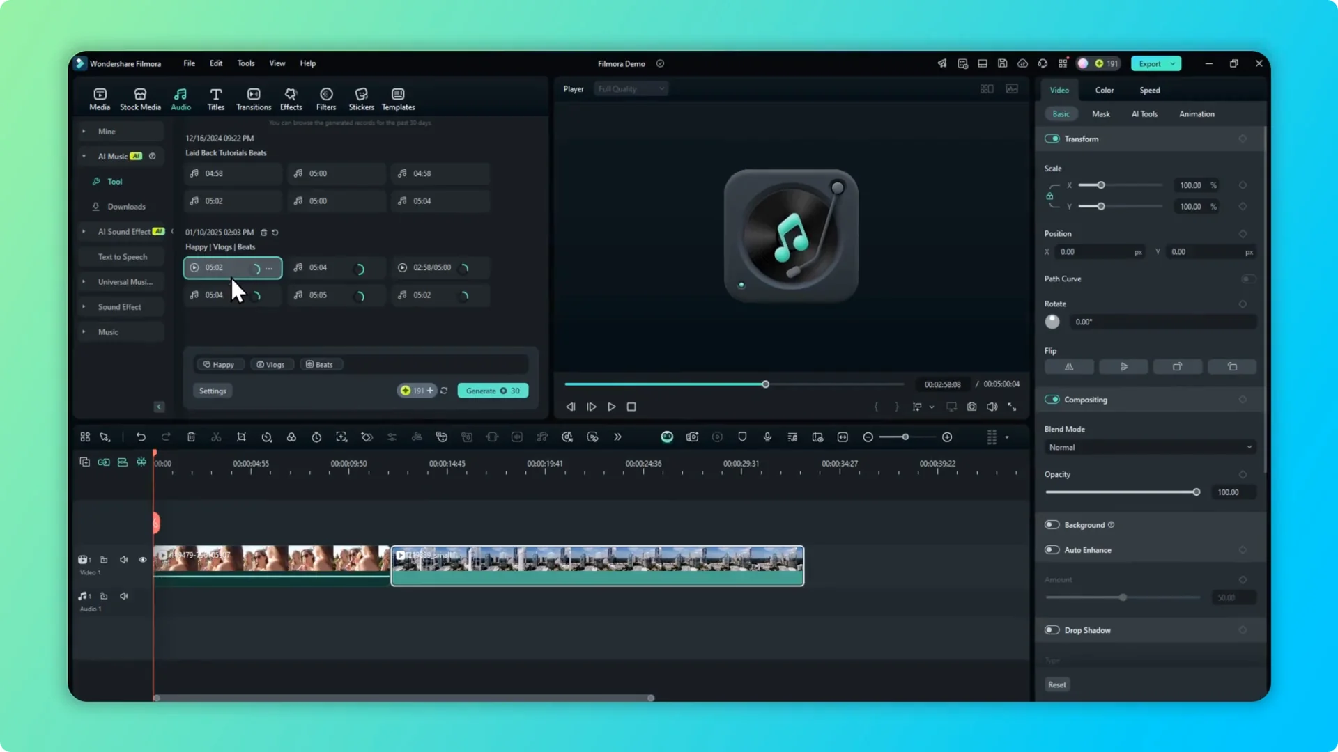 How To Create Background Music Using Filmora AI screenshot 5