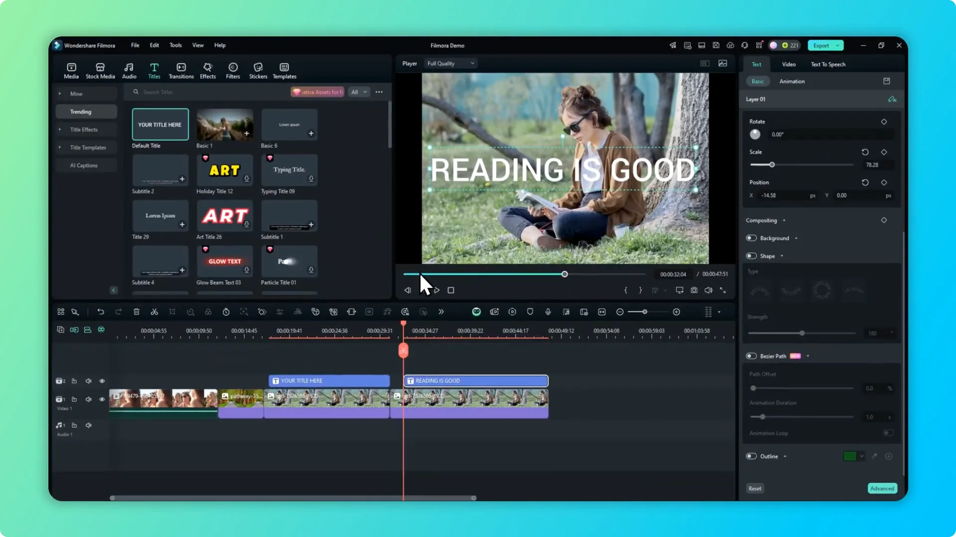 How To Create Text That Follows A Path In Filmora Bezier Path screenshot 2