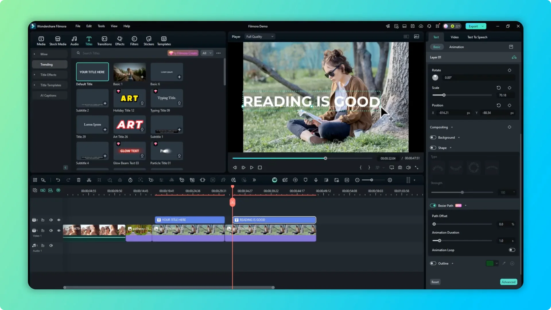 How To Create Text That Follows A Path In Filmora Bezier Path screenshot 6